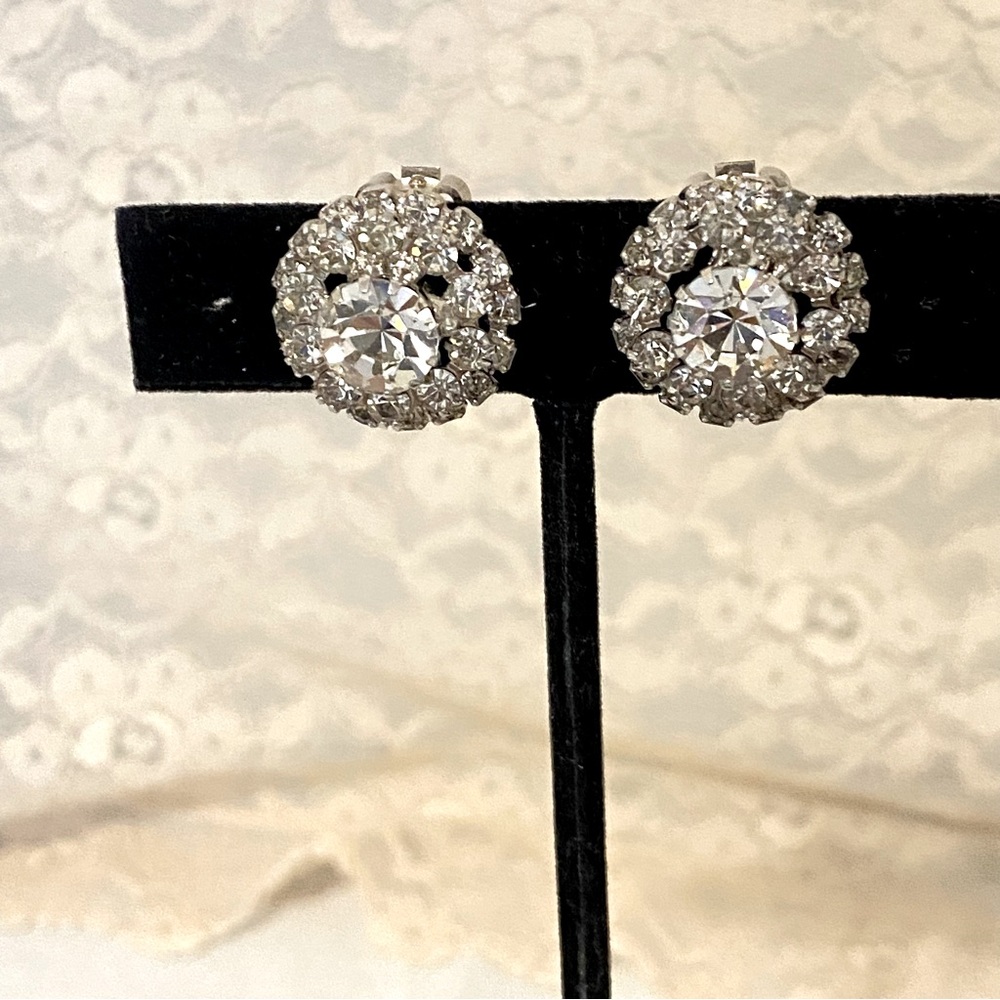 WEISS vintage Elegant Silver Crystal Earrings